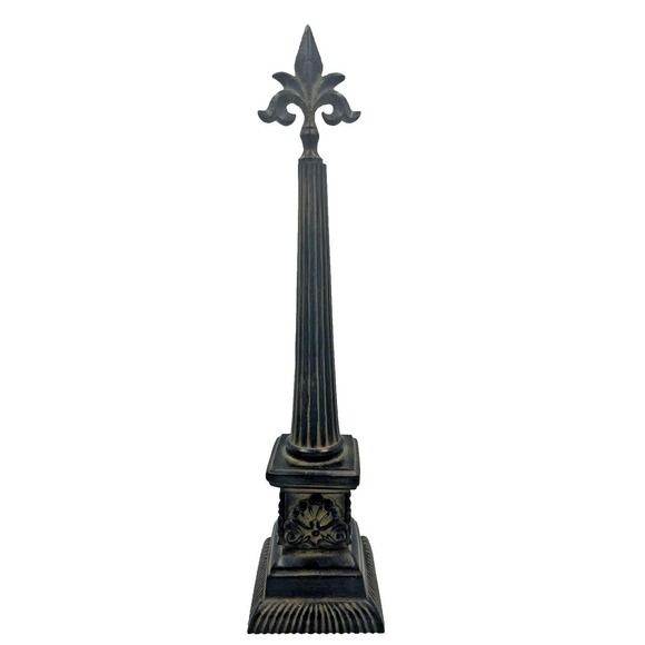 Vtg Heavy Metal Fluer de Lis Finial  Mantle Table Sculpture Decor 16" H - Picture 1 of 10